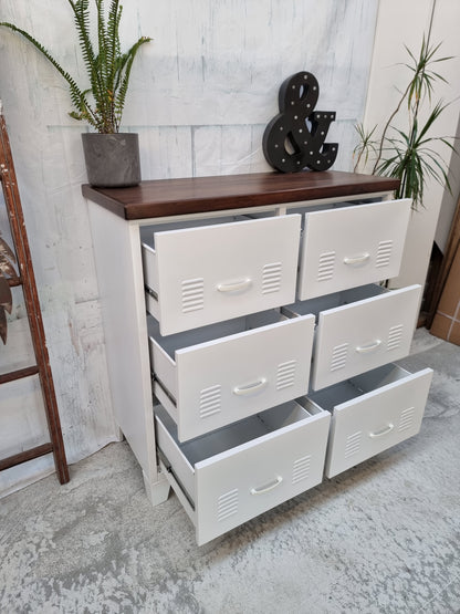 White 6 Drawer - Dark Rimu top