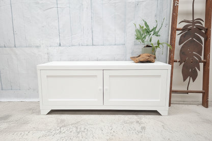 white metal coffee table with panel doors