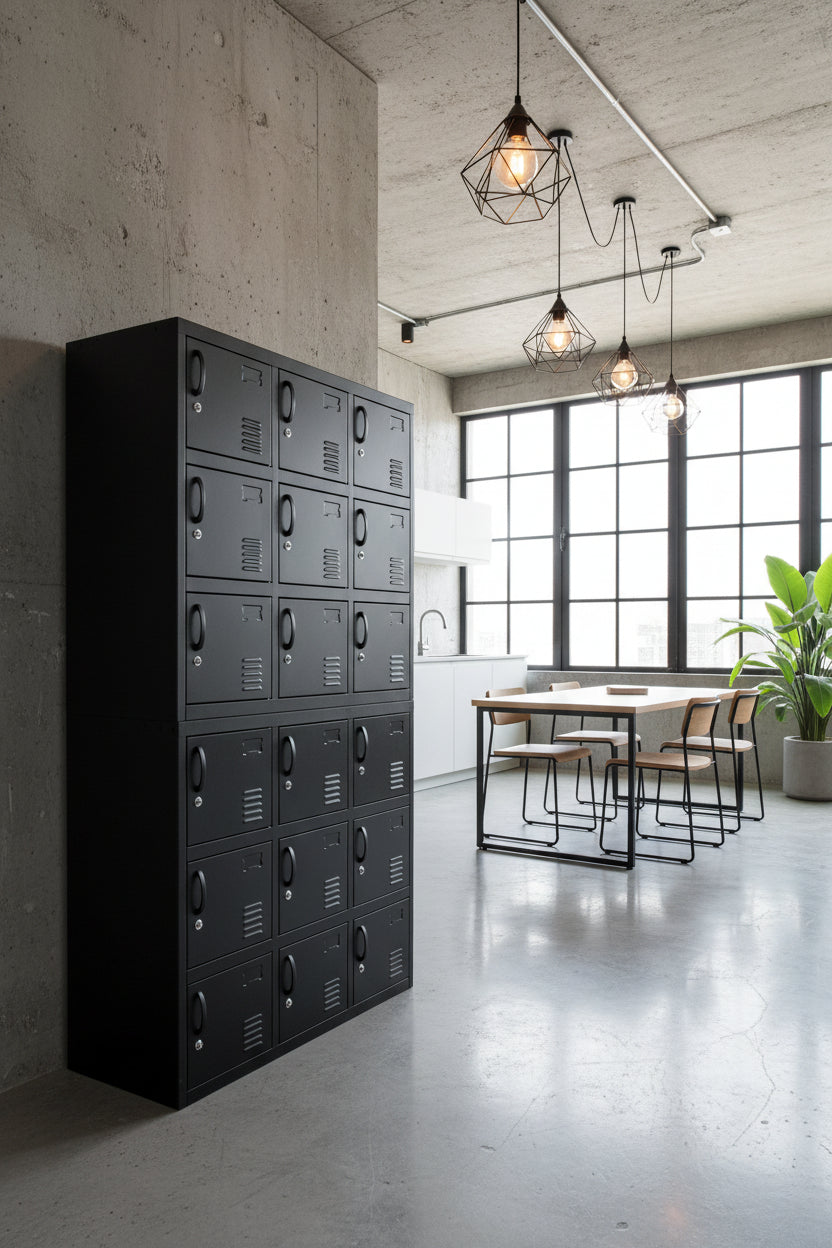 Black 18 door staff locker cabinet