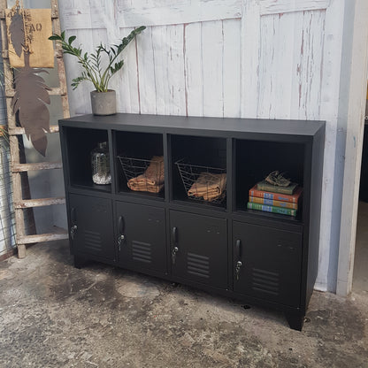 Black Industrial Metal Bookshelf Locker Cabinet