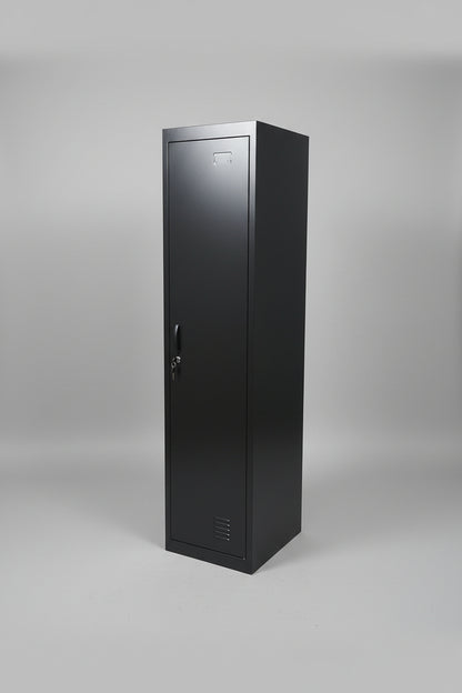 Black Slim Metal Locker Cabinet (1 Door) side view