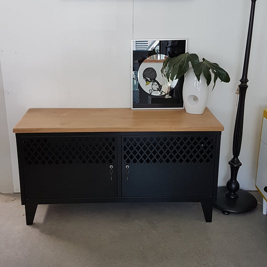 Black TV Cabinet -Oak top