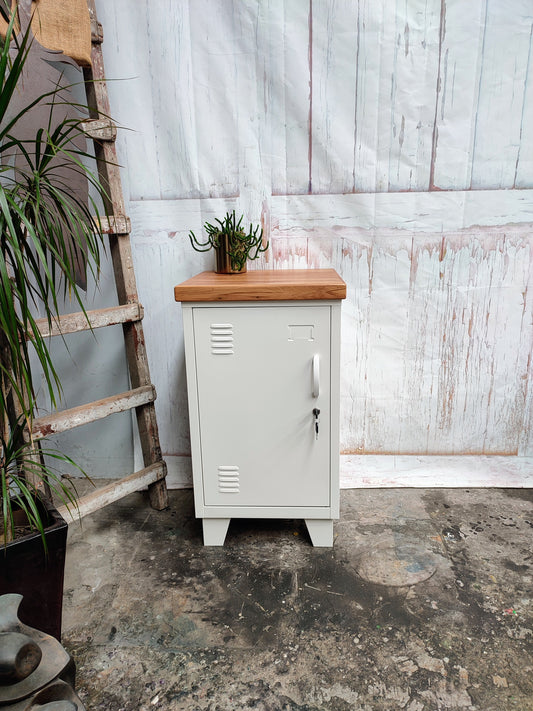 Left opening White Mini Locker-Rimu top