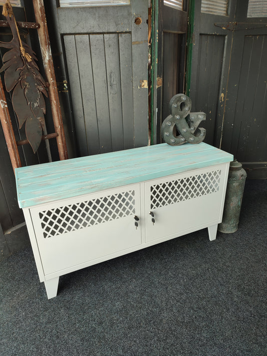 White TV Cabinet Shabby Chic T&G  Top