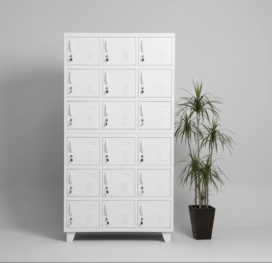 White metal 18 door staff locker