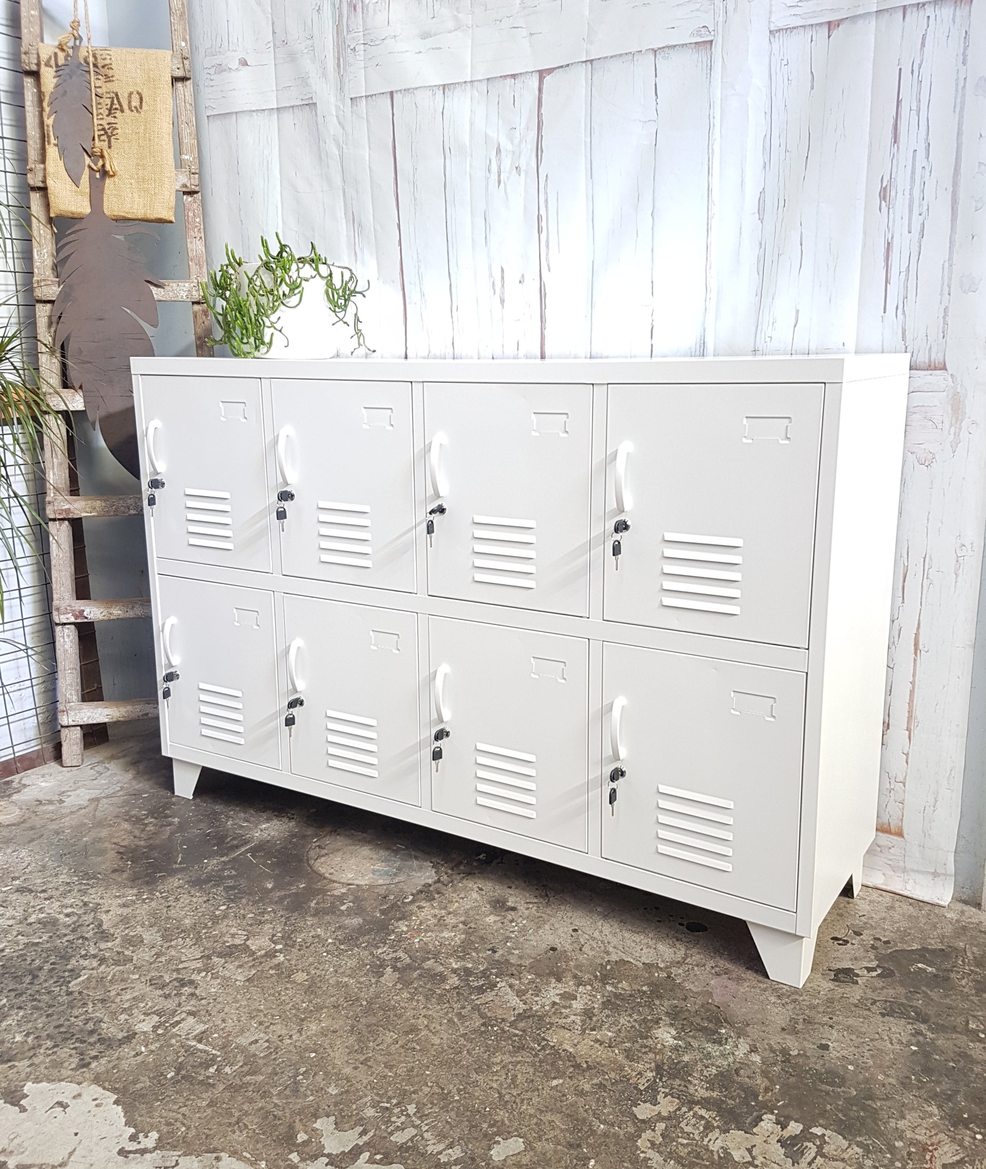 White staff lockers with 8 door